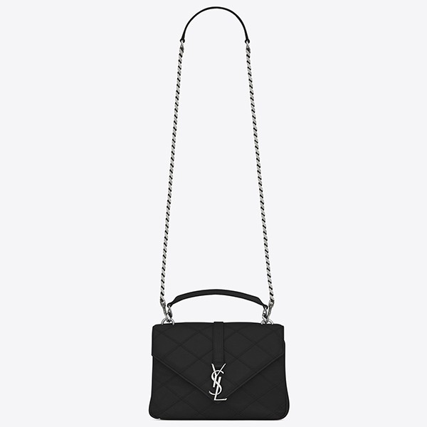 Saint Laurent Medium College Bag In Black Matelasse Leather