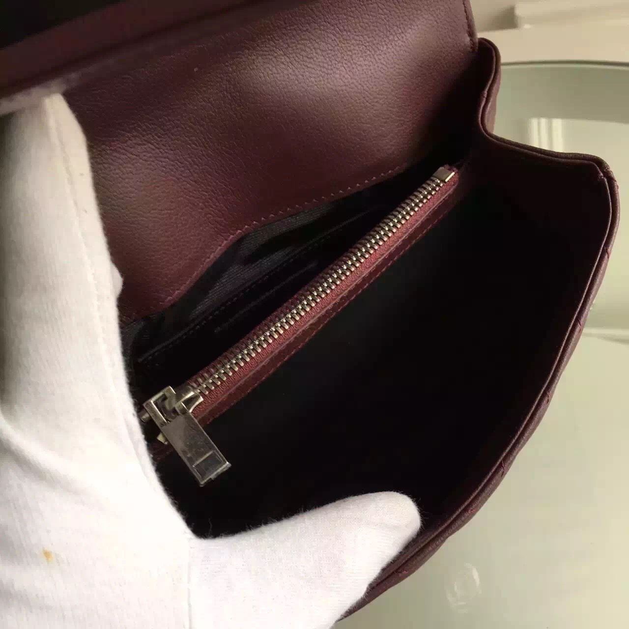 Saint Laurent Medium College Bag In Bordeaux Goatskin Leather