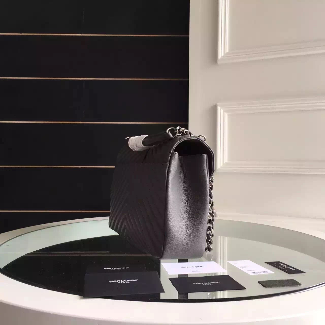 Saint Laurent Large Grey College Shoulder Bag