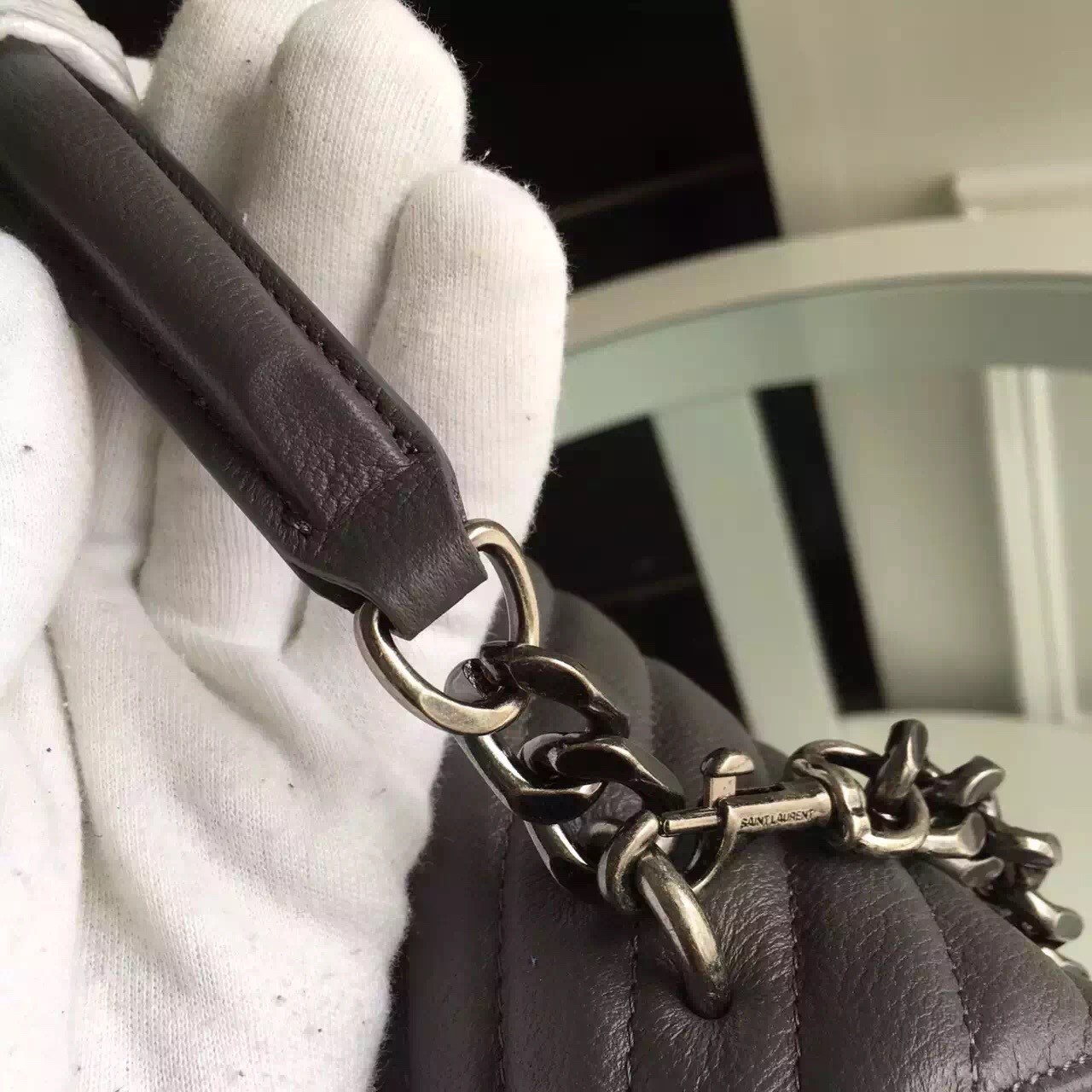 Saint Laurent Large Grey College Shoulder Bag