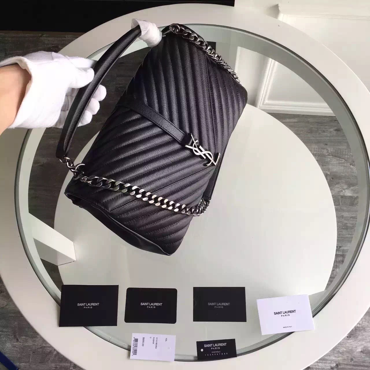 Saint Laurent Large Black College Shoulder Bag