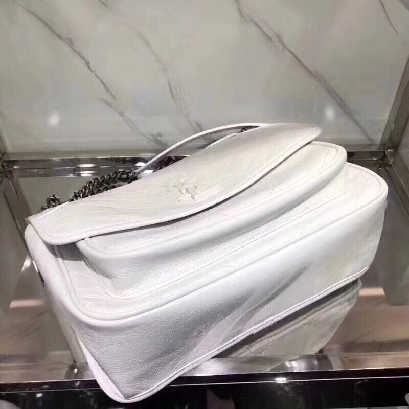 Saint Laurent Medium Niki Bag In White Crinkled Leather