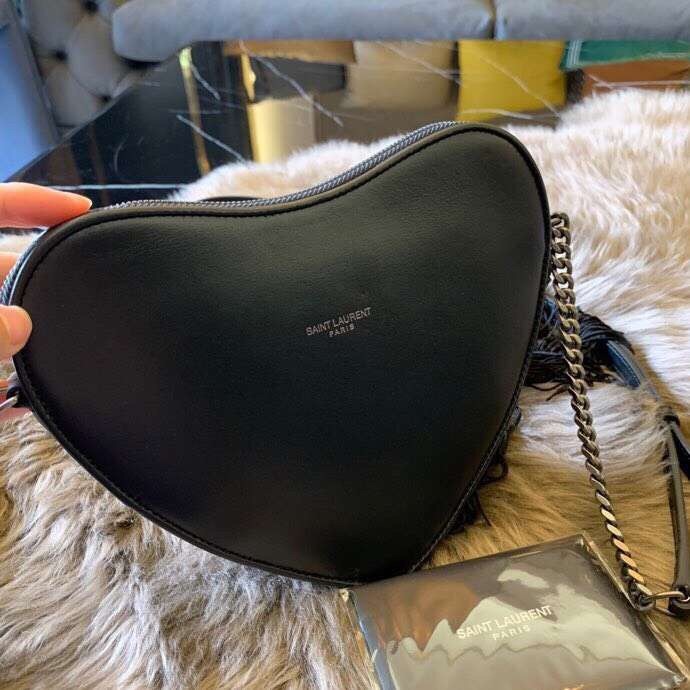 Saint Laurent Black Monogram Heart Cross Body Bag