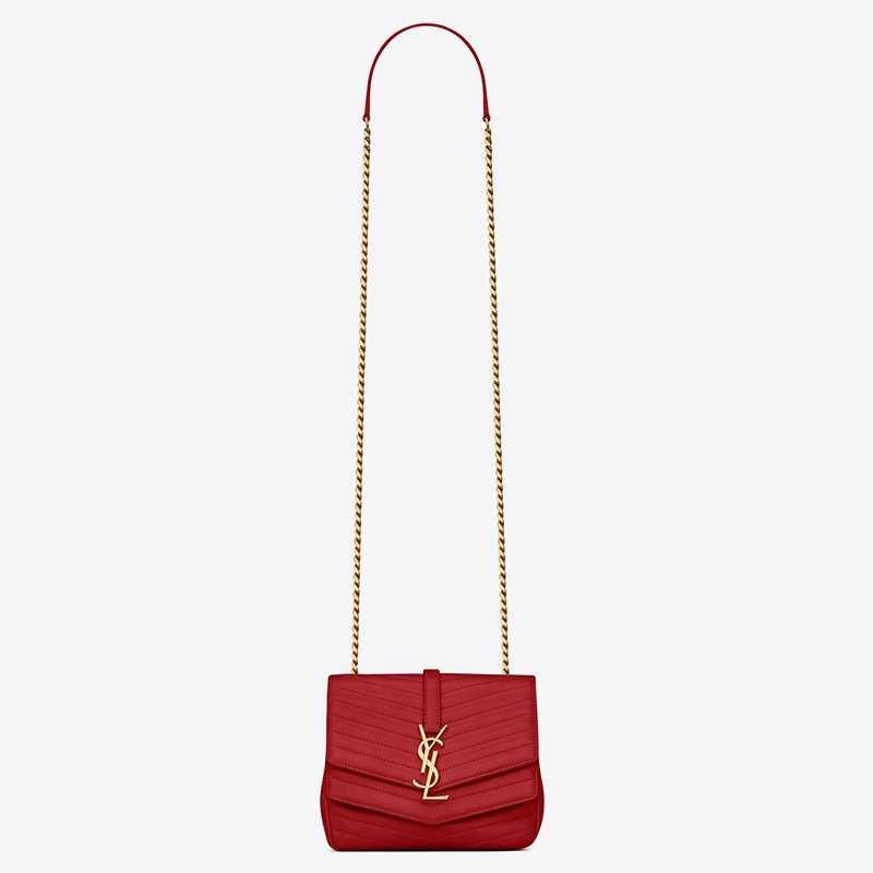 Saint Laurent Small Sulpice Bag In Red Matelasse Leather