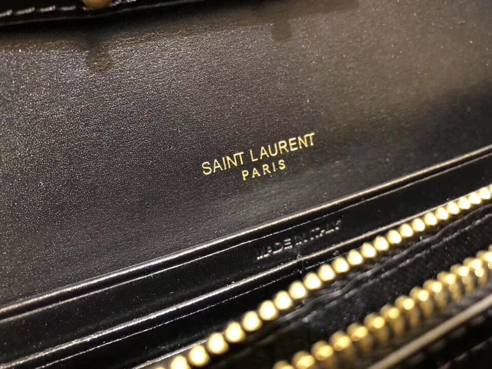 Saint Laurent Sulpice Chain Wallet In Black Smooth Leather