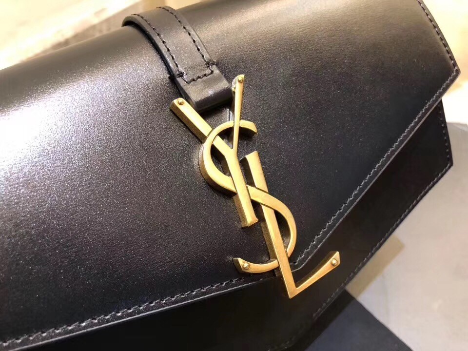 Saint Laurent Sulpice Chain Wallet In Black Smooth Leather