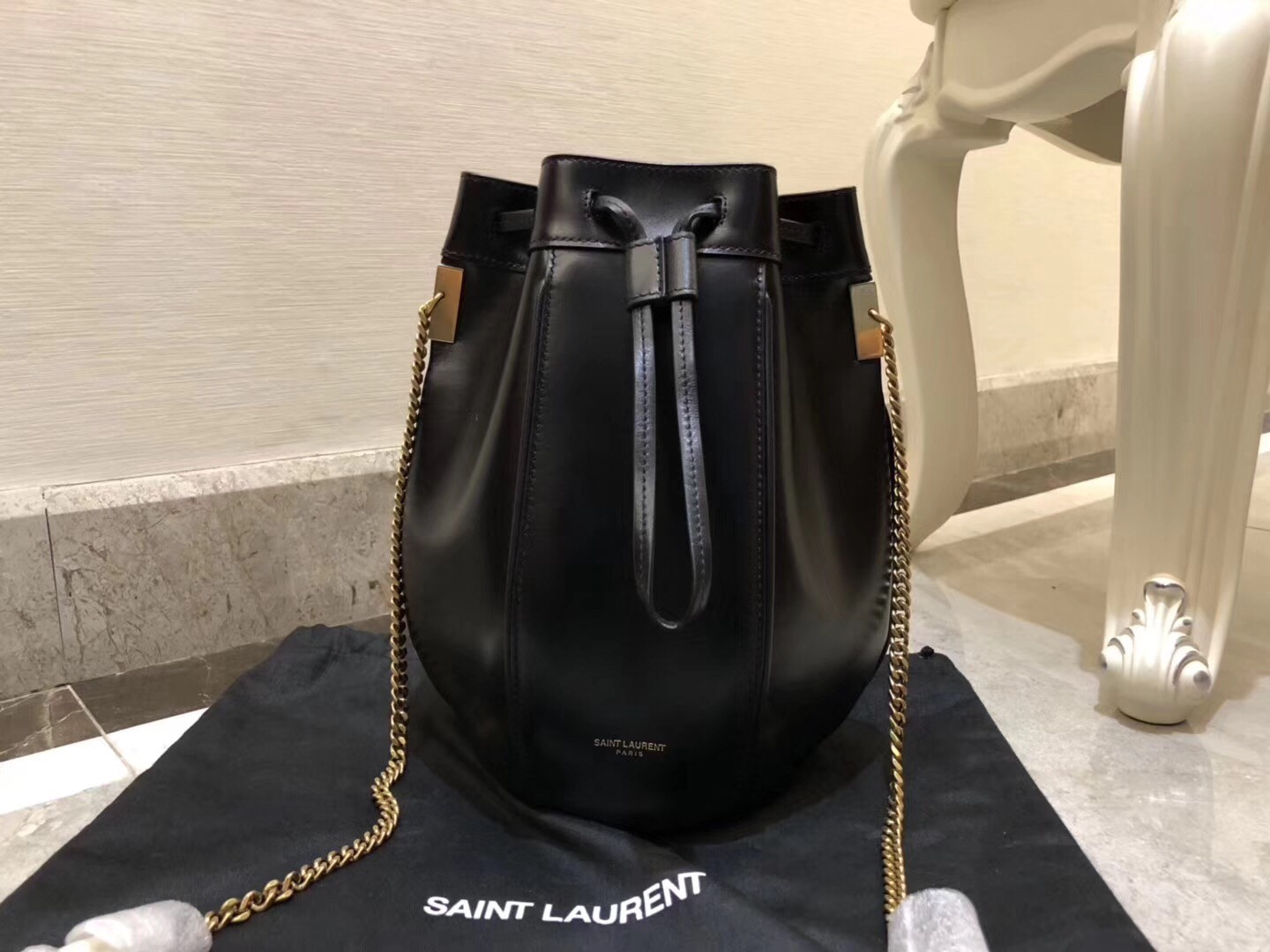 Saint Laurent Black Talitha Small Bucket Bag