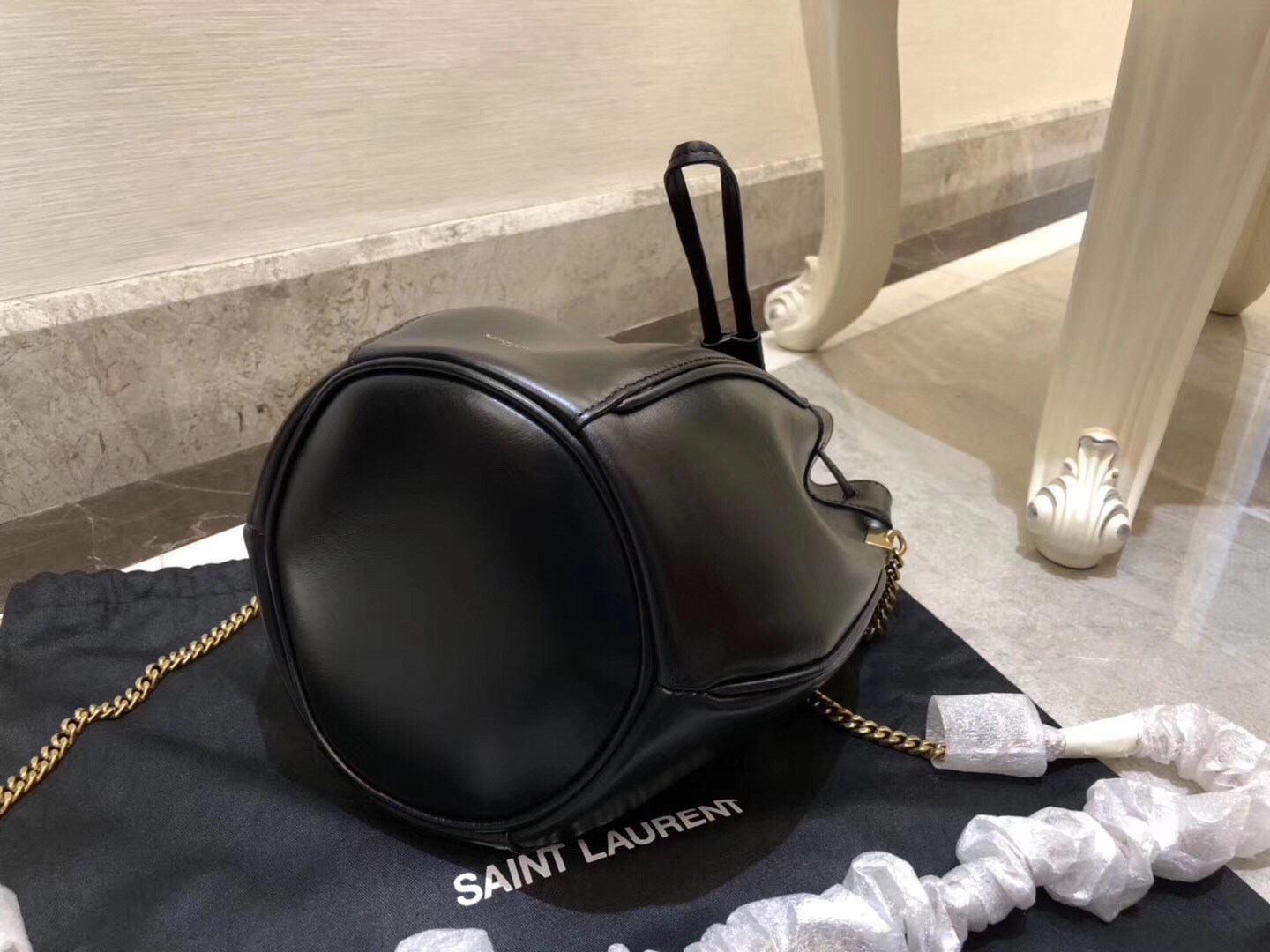 Saint Laurent Black Talitha Small Bucket Bag