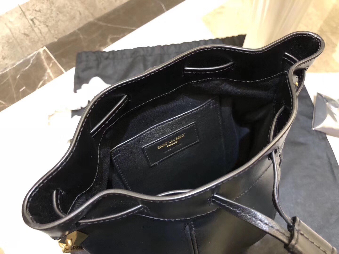 Saint Laurent Black Talitha Small Bucket Bag