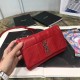 Saint Laurent Jamie Chain Wallet In Red Patchwork Lambskin