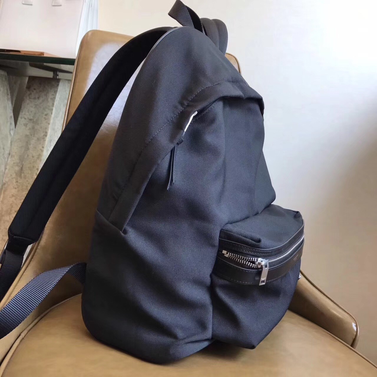 Saint Laurent Black City Backpack With Pocket Patch