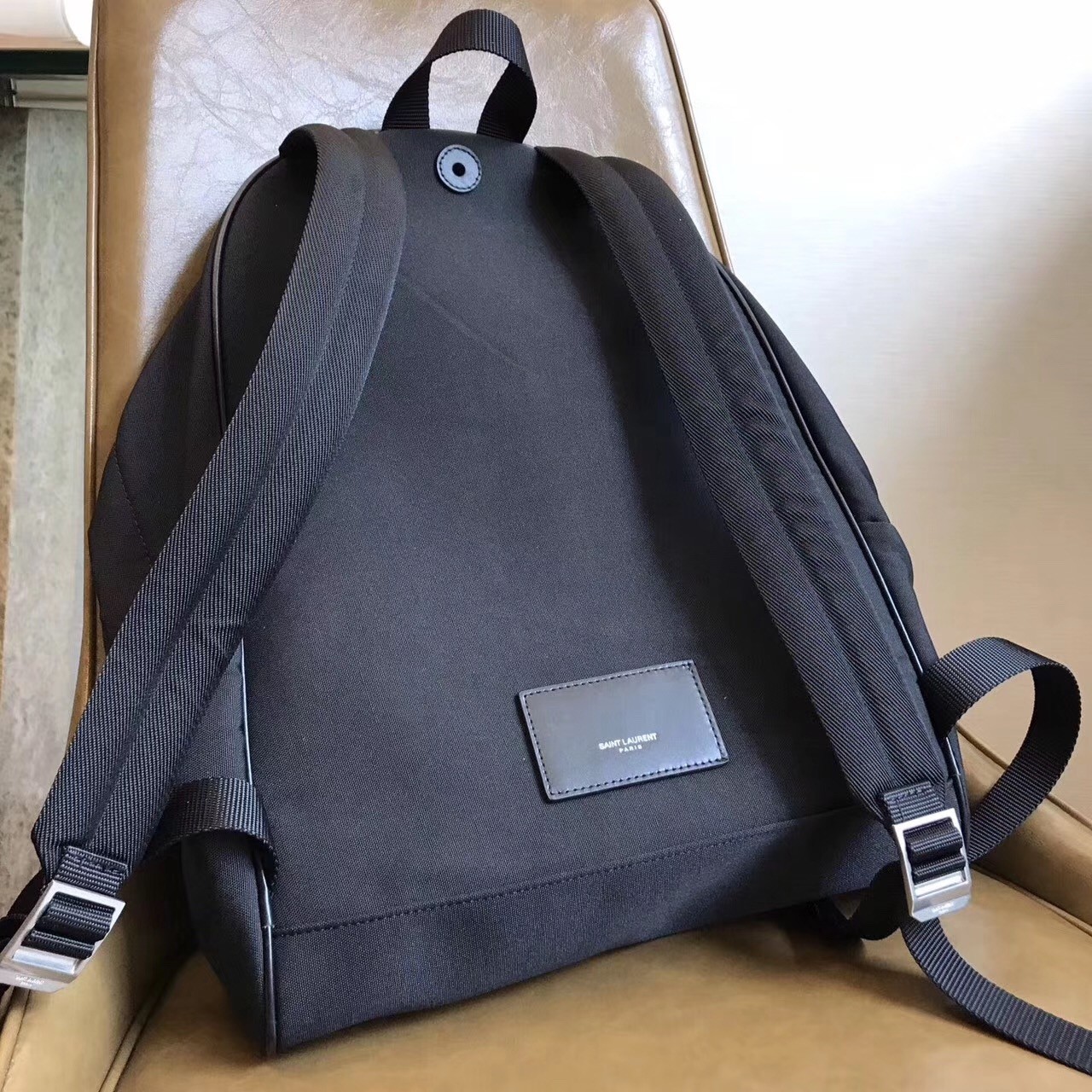 Saint Laurent Black City Backpack With Pocket Patch