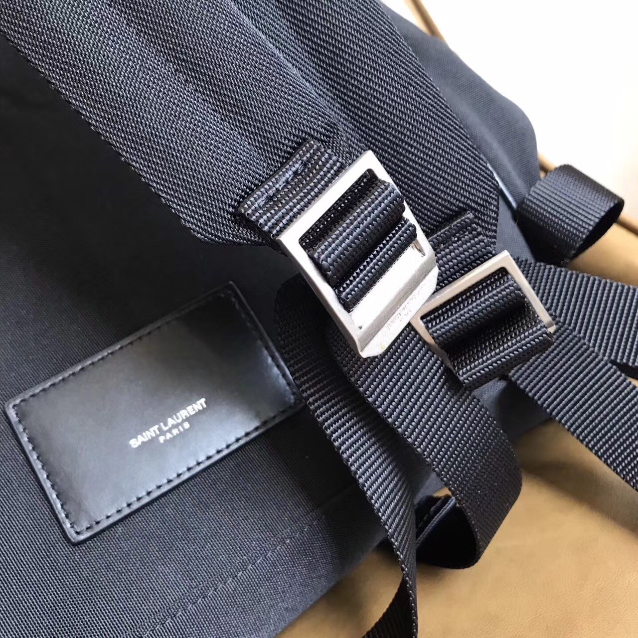 Saint Laurent Black City Backpack With Patches