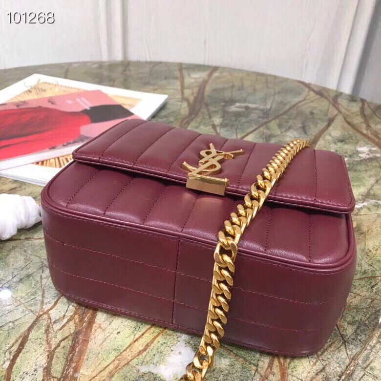 Saint Laurent Medium Vicky Bag In Bordeaux Lambskin