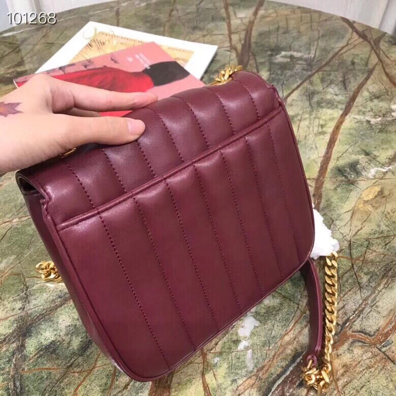 Saint Laurent Medium Vicky Bag In Bordeaux Lambskin