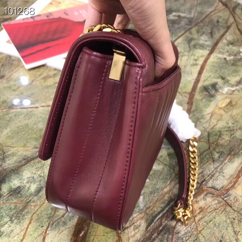 Saint Laurent Medium Vicky Bag In Bordeaux Lambskin