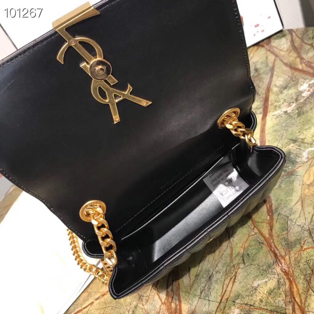 Saint Laurent Medium Vicky Bag In Black Lambskin