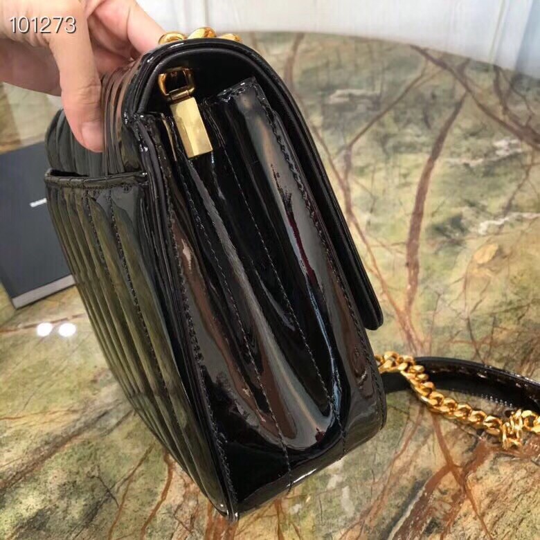 Saint Laurent Medium Vicky Bag In Black Patent Leather