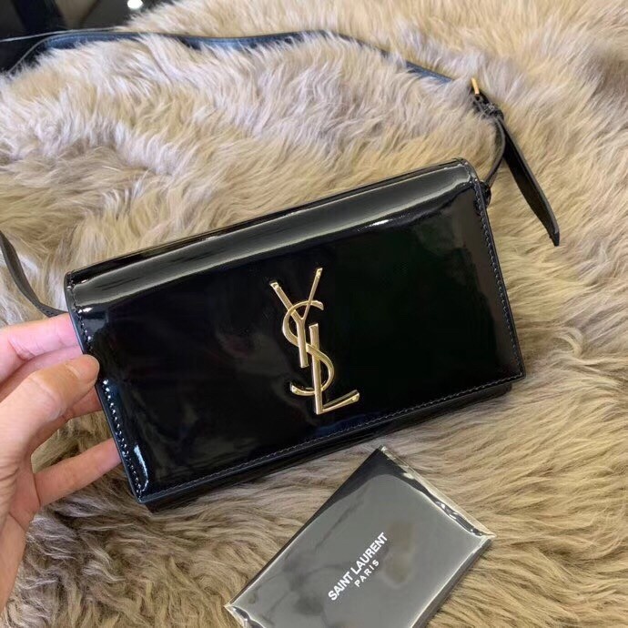 Saint Laurent Black Patent Kate Belt Bag