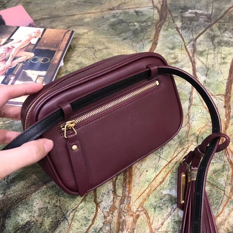 Saint Laurent Lou Belt Bag In Burgundy Calfskin