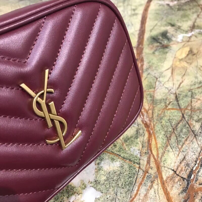 Saint Laurent Lou Belt Bag In Burgundy Calfskin