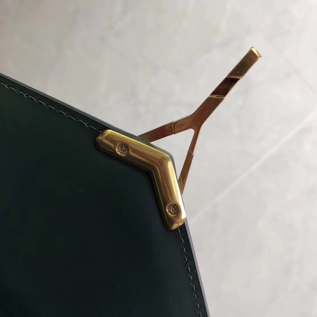 Saint Laurent Dark Green Cassandra Monogram Clasp Bag