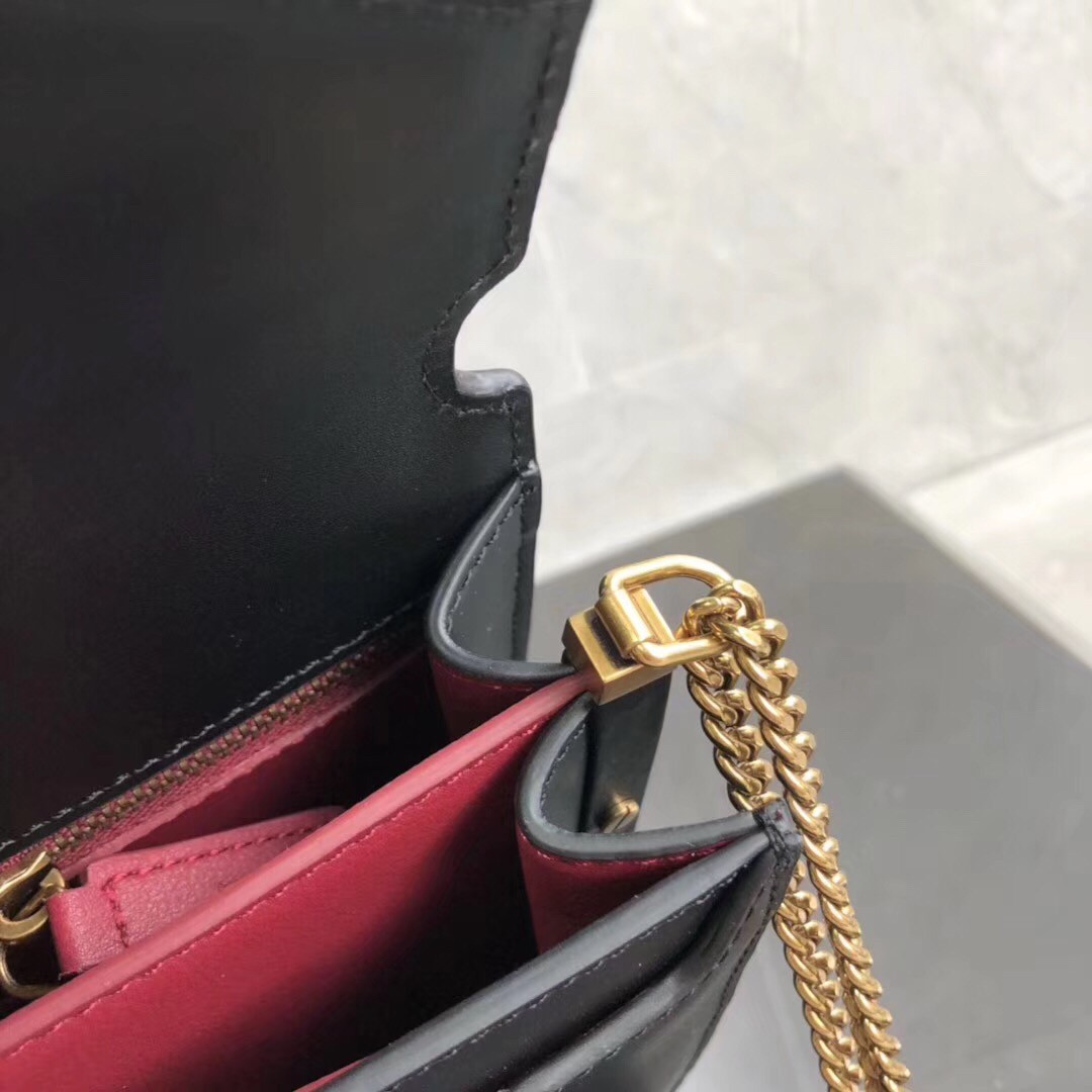 Saint Laurent Black Cassandra Monogram Clasp Bag