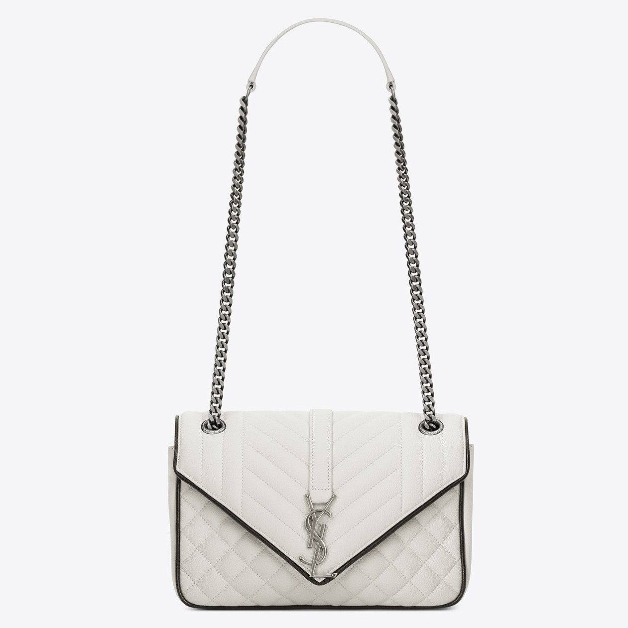 Saint Laurent Dove Medium Monogram Satchel Bag