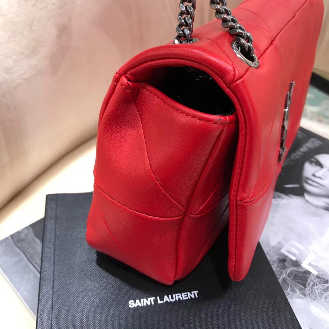 Saint Laurent Medium Jamie Bag In Red Patchwork Leather