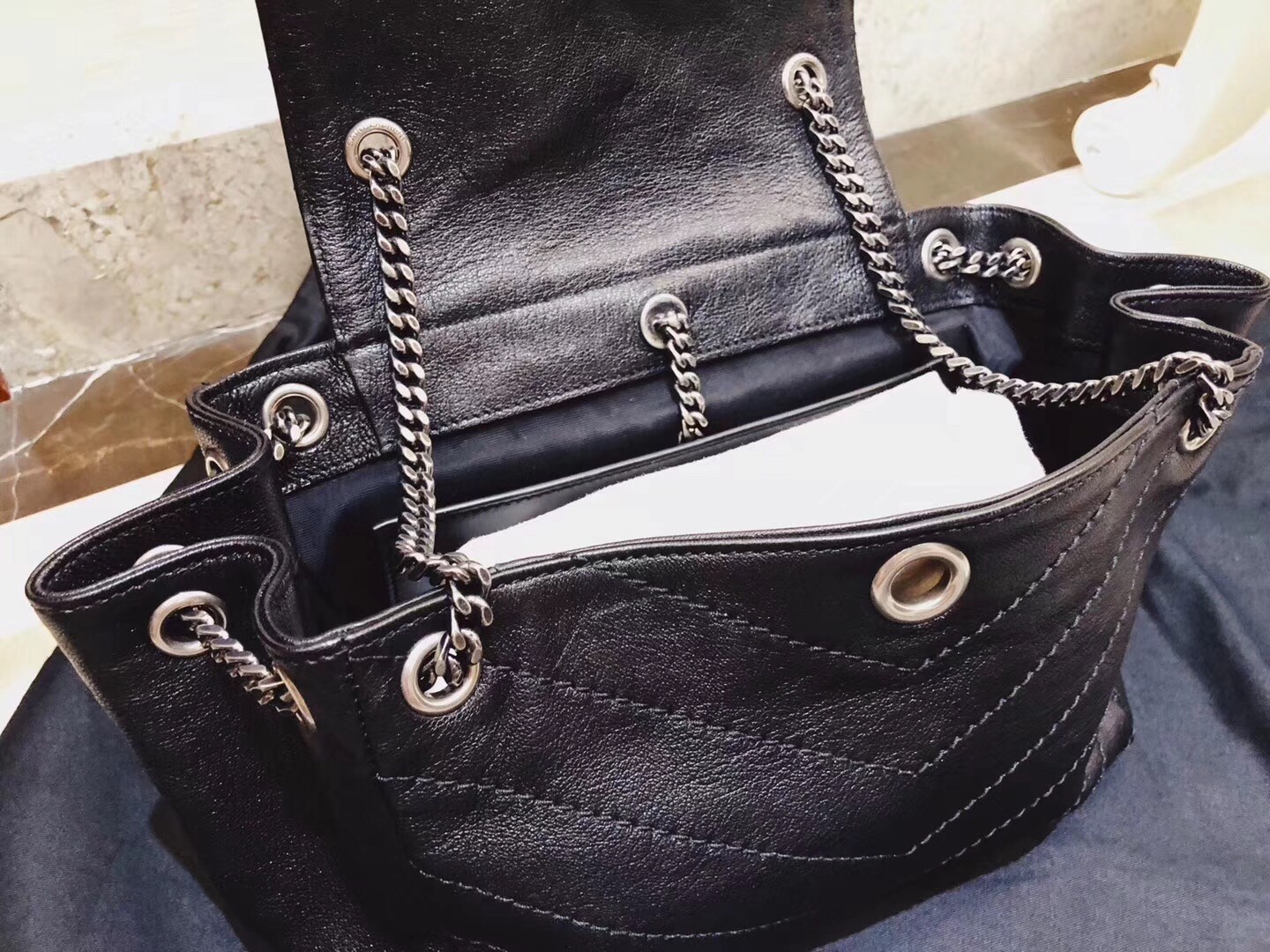 Saint Laurent Small Nolita Bag In Black Vintage Leather