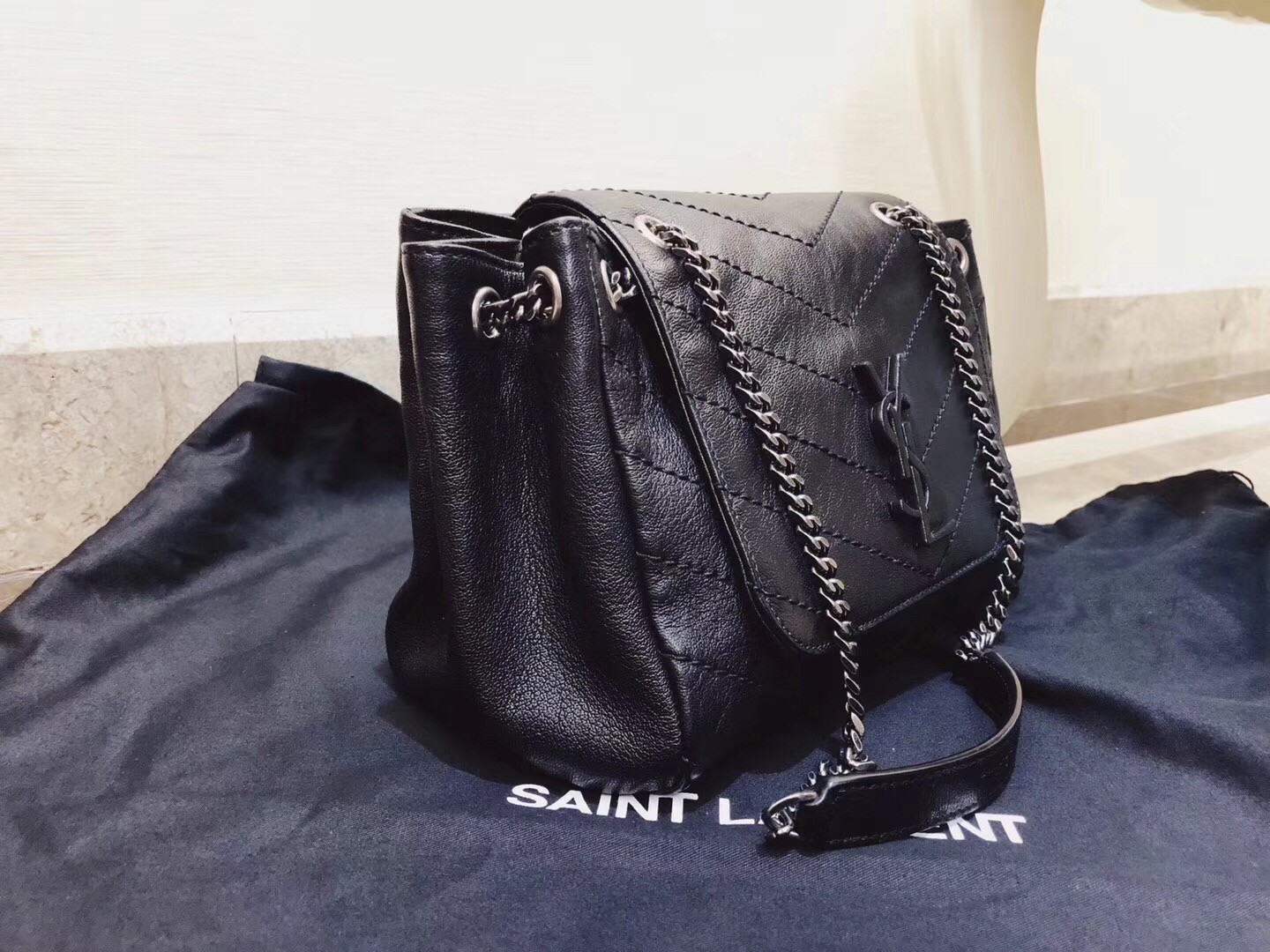 Saint Laurent Small Nolita Bag In Black Vintage Leather