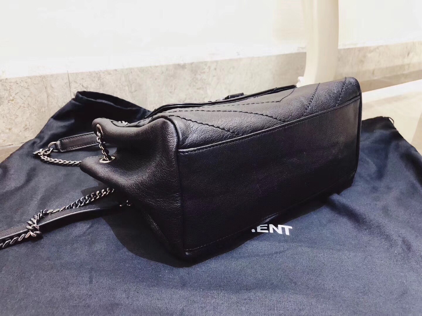 Saint Laurent Small Nolita Bag In Black Vintage Leather