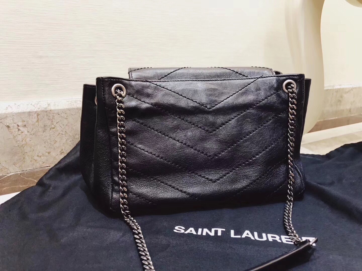 Saint Laurent Small Nolita Bag In Black Vintage Leather