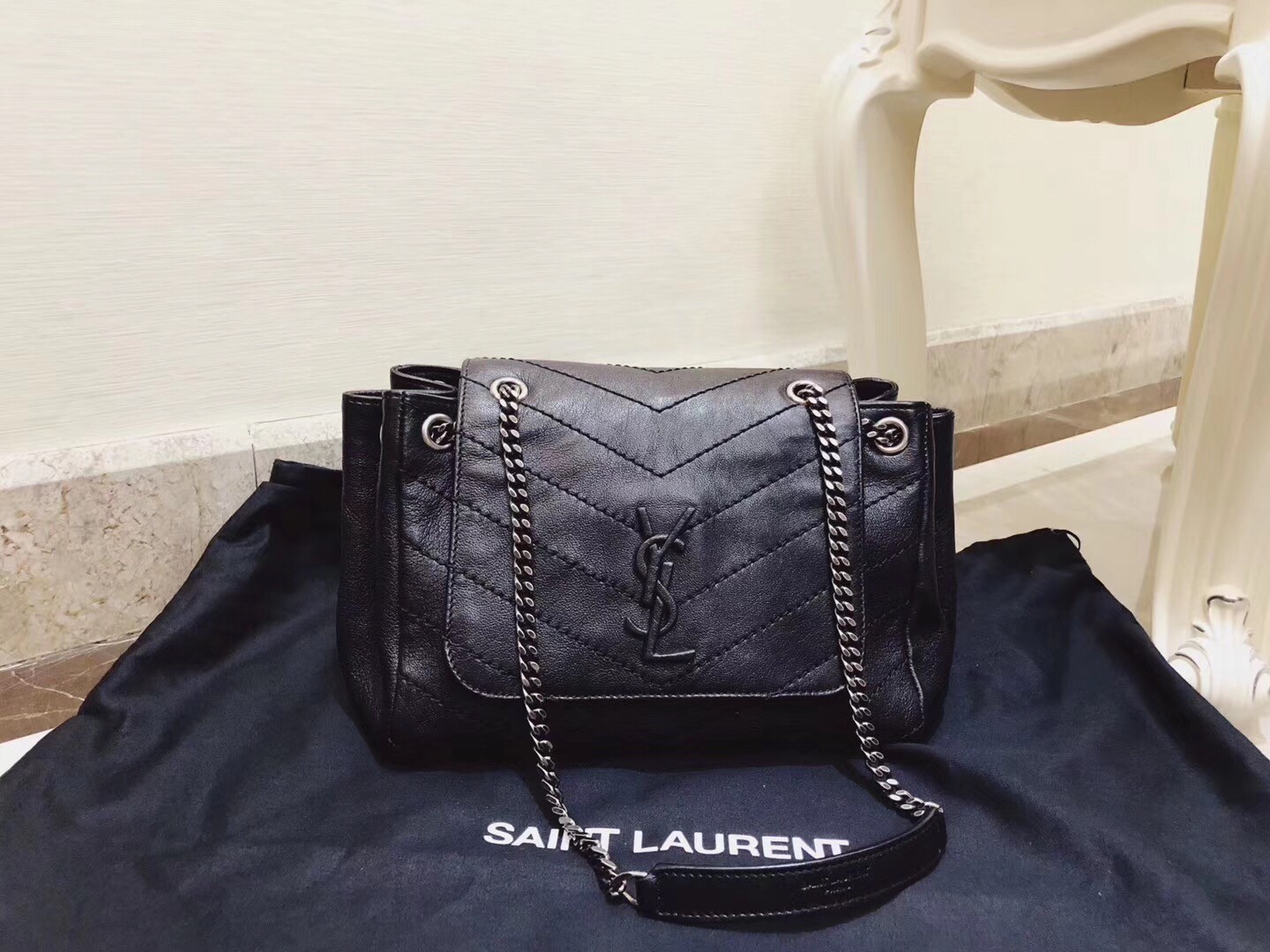 Saint Laurent Small Nolita Bag In Black Vintage Leather