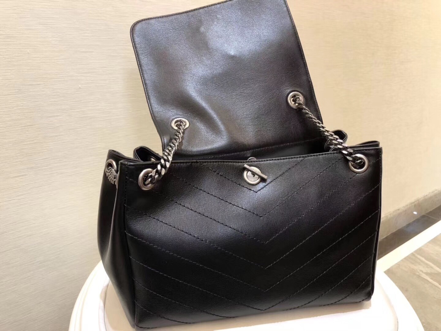 Saint Laurent Medium Nolita Bag In Black Vintage Leather