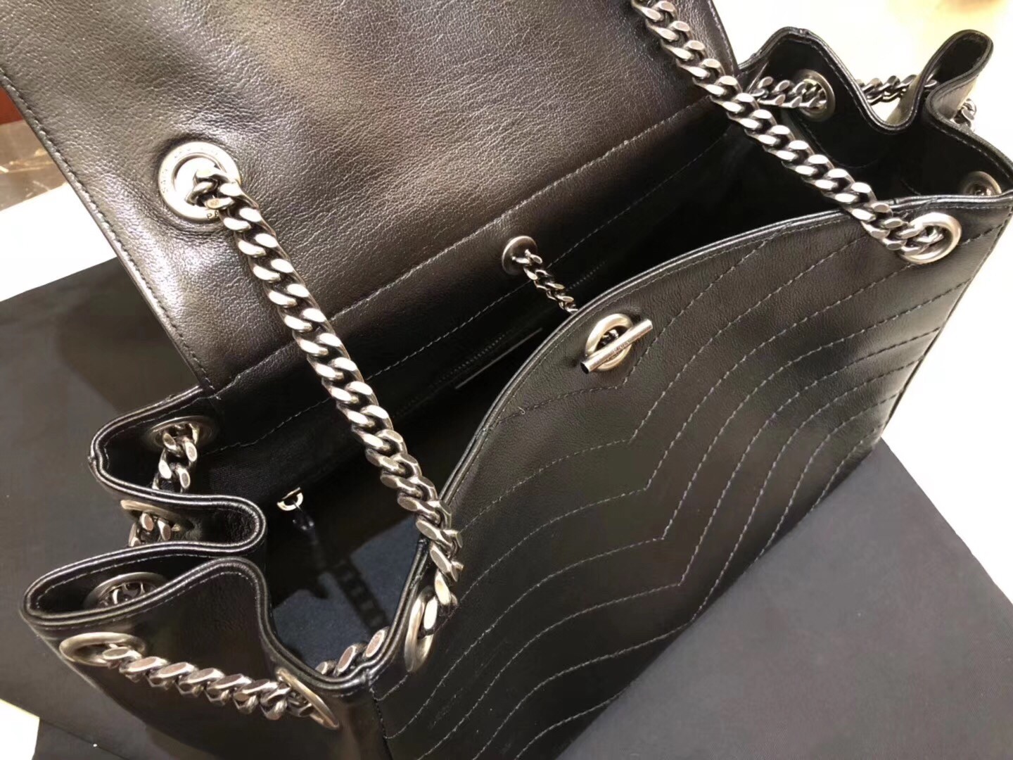 Saint Laurent Medium Nolita Bag In Black Vintage Leather