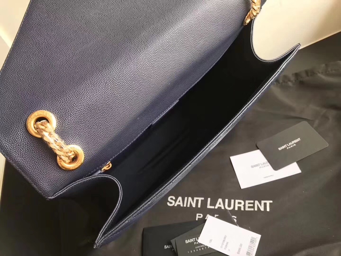 Saint Laurent Large Monogramme Envelope Navy Shoulder Bag