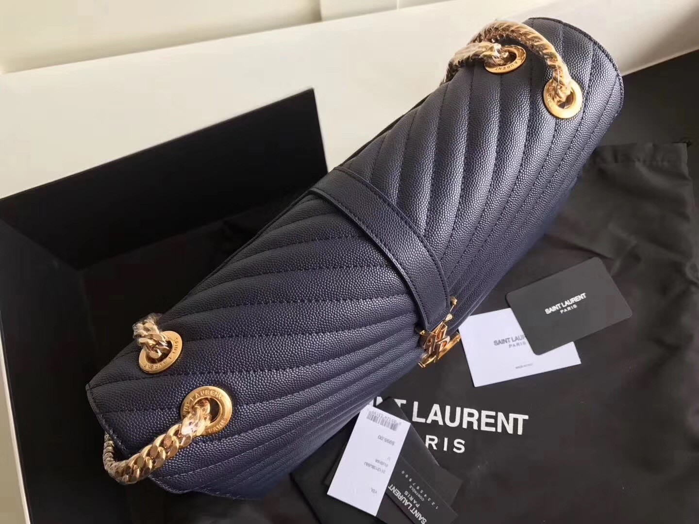 Saint Laurent Large Monogramme Envelope Navy Shoulder Bag