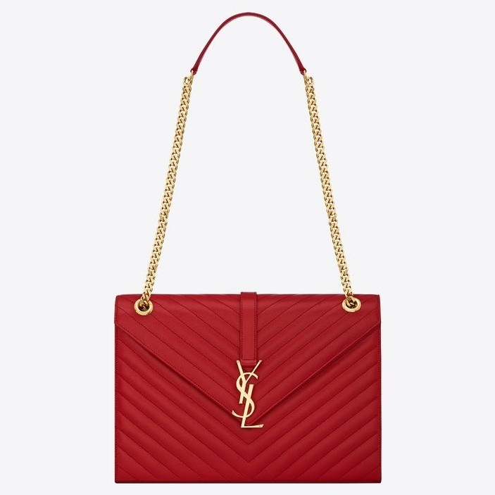 Saint Laurent Large Monogramme Envelope Red Shoulder Bag