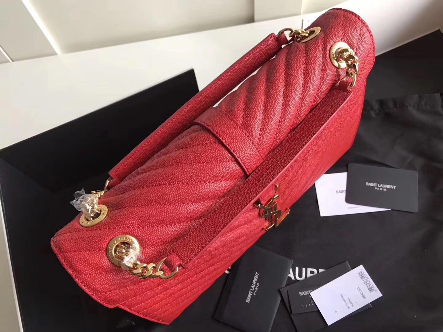 Saint Laurent Large Monogramme Envelope Red Shoulder Bag