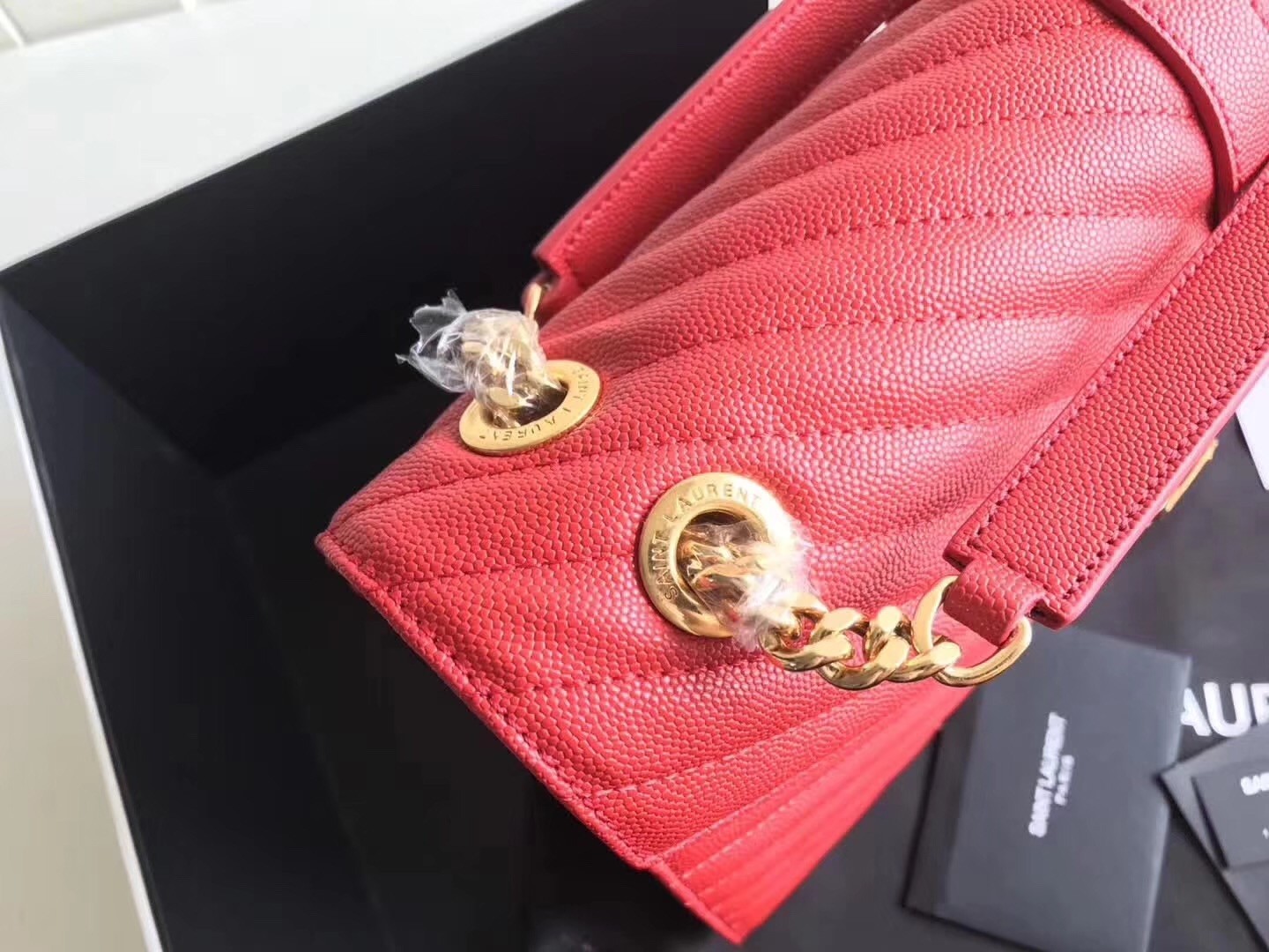 Saint Laurent Large Monogramme Envelope Red Shoulder Bag