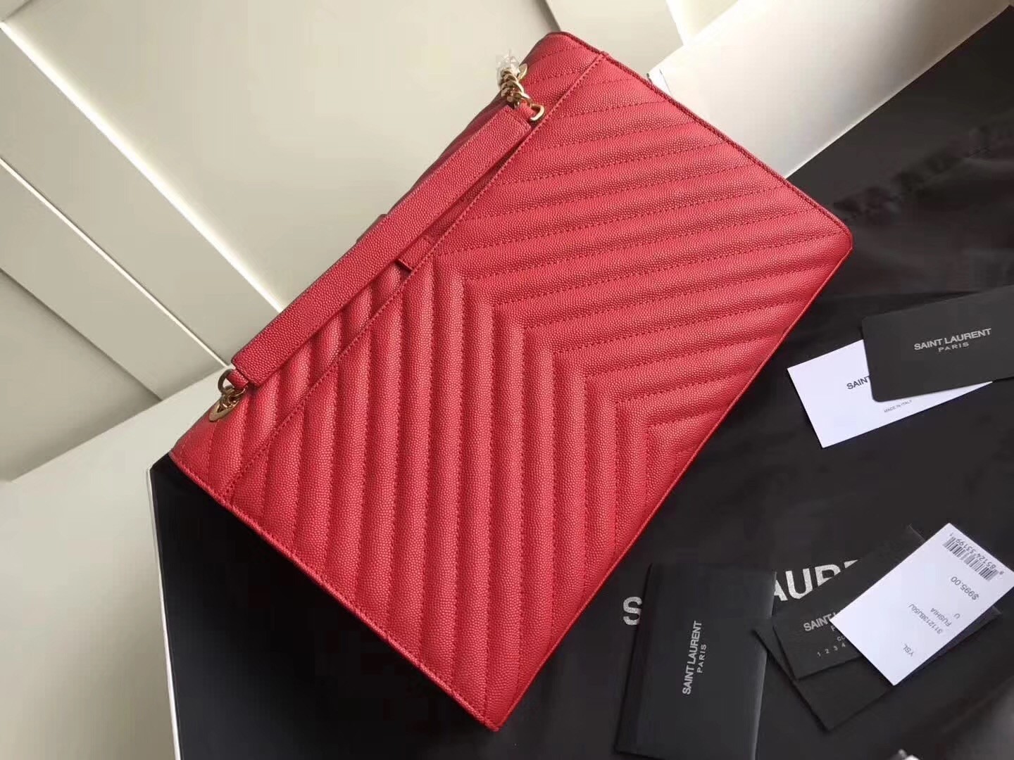 Saint Laurent Large Monogramme Envelope Red Shoulder Bag