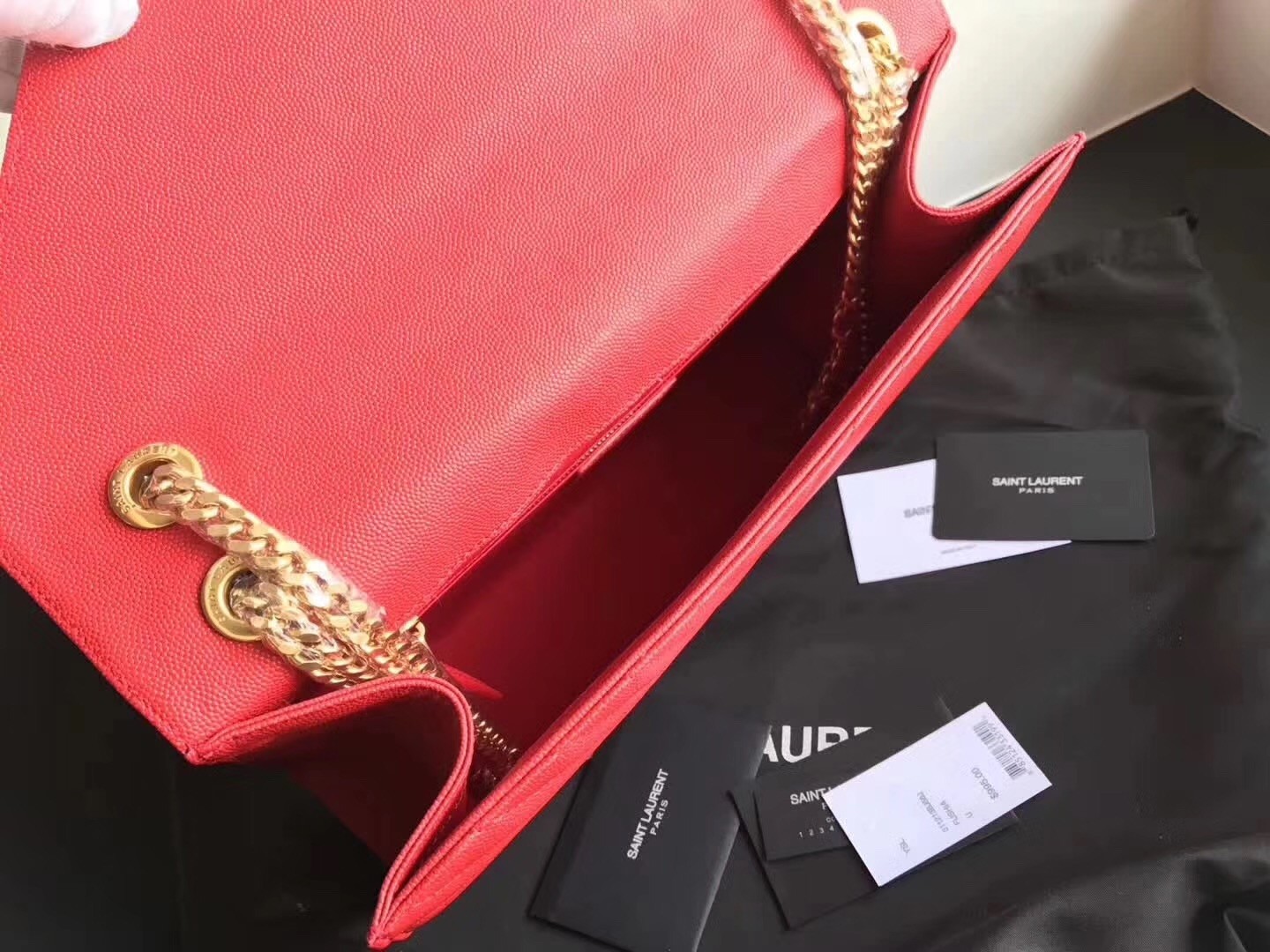 Saint Laurent Large Monogramme Envelope Red Shoulder Bag