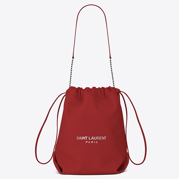 Saint Laurent Red Teddy Drawstring Bag