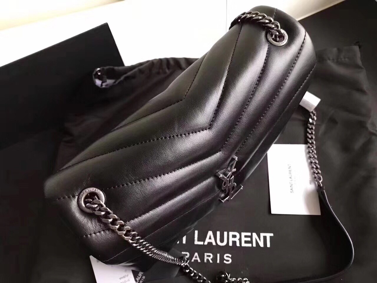 Saint Laurent Black Small Loulou Chain Bag