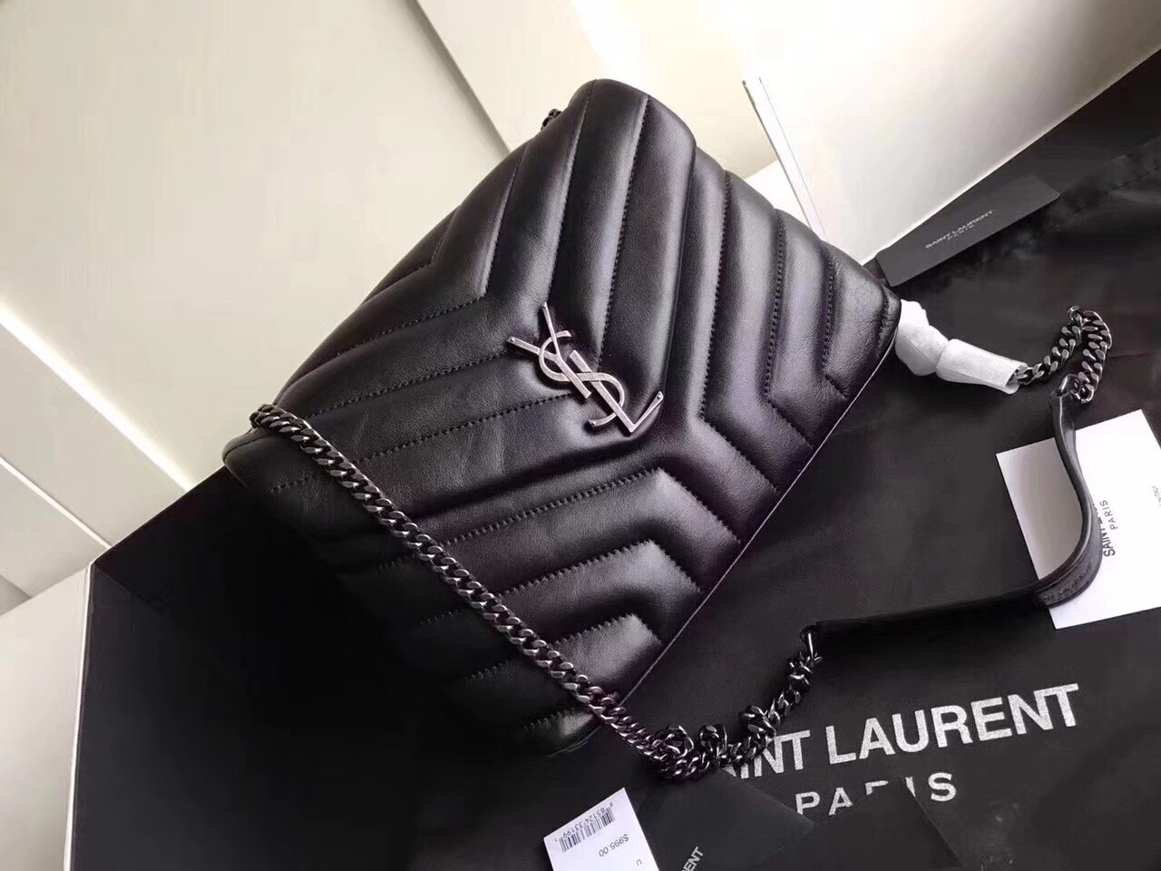 Saint Laurent Black Small Loulou Chain Bag