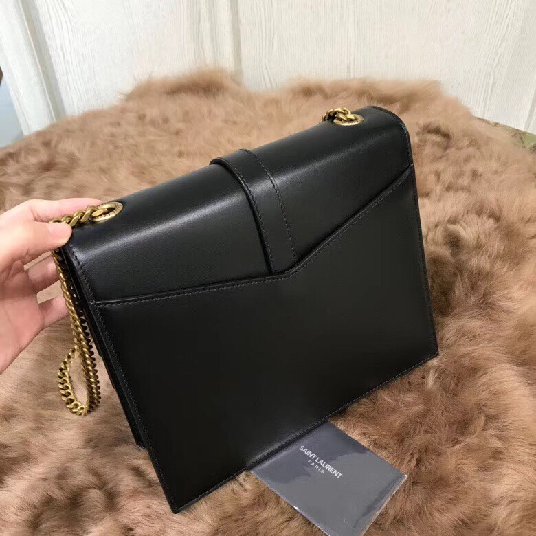 Saint Laurent Medium Sulpice Bag In Black Calfskin