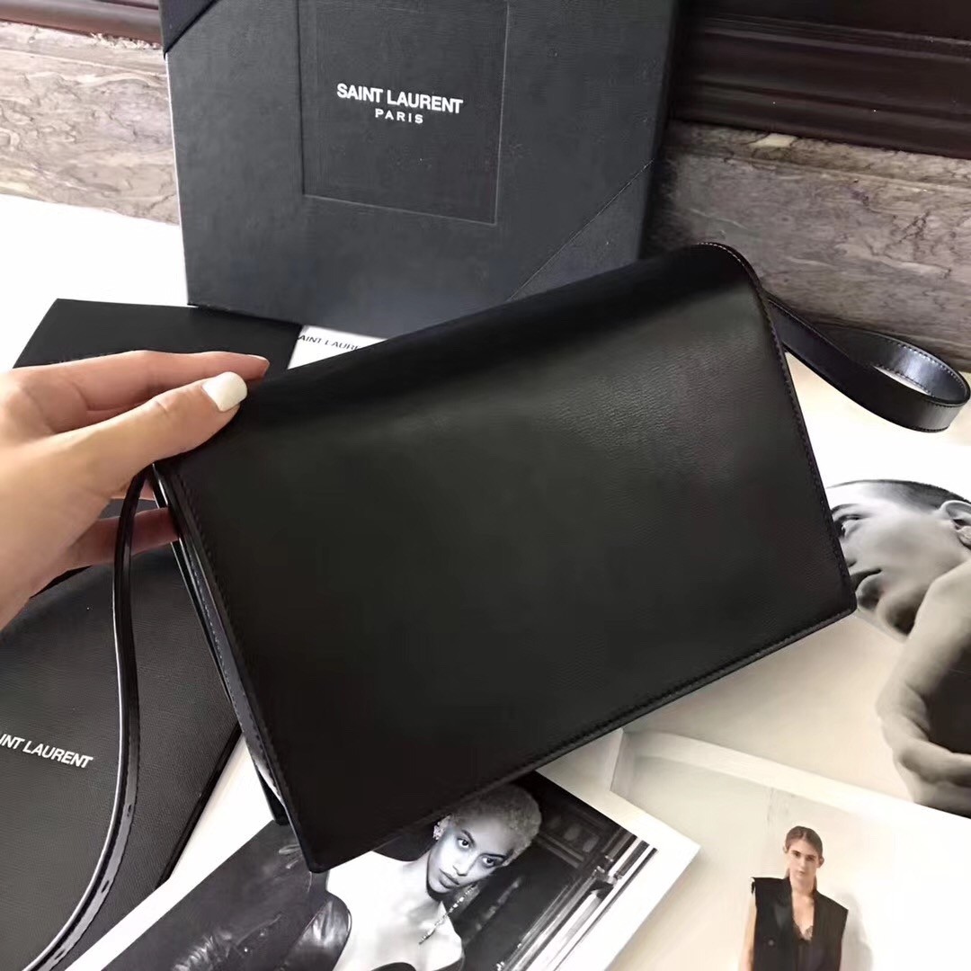 Saint Laurent Medium Bellechasse Bag In Black Leather And Taupe Suede