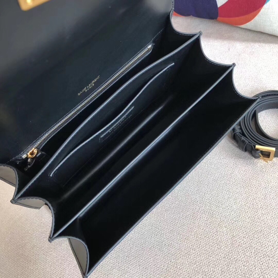 Saint Laurent Medium Domino Bag In Black Calfskin