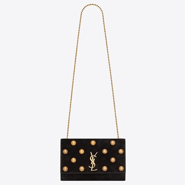 Saint Laurent Medium Kate Bag In Black Suede And Studs